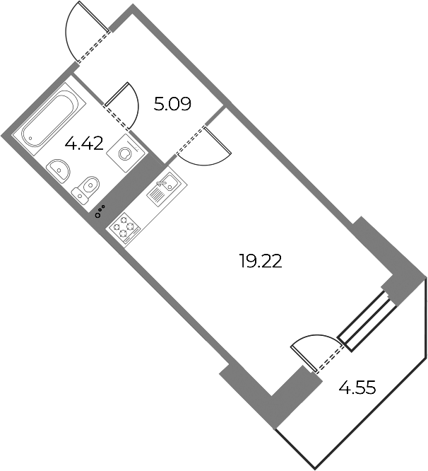 Квартира студия 30.1 м², 13/13 эт., ЖК «Огни Залива»